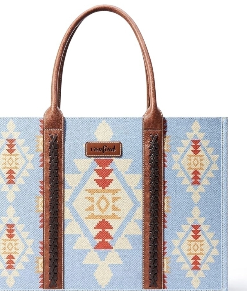 Large Tote Bag with Zipper Top Southwest Style - Picture 2 of 4